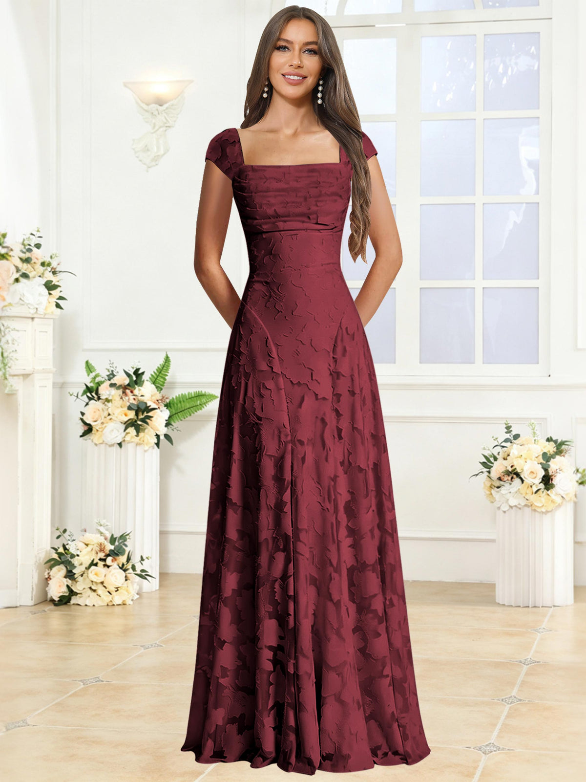 A-Line Floral Lace Bridesmaid Dress