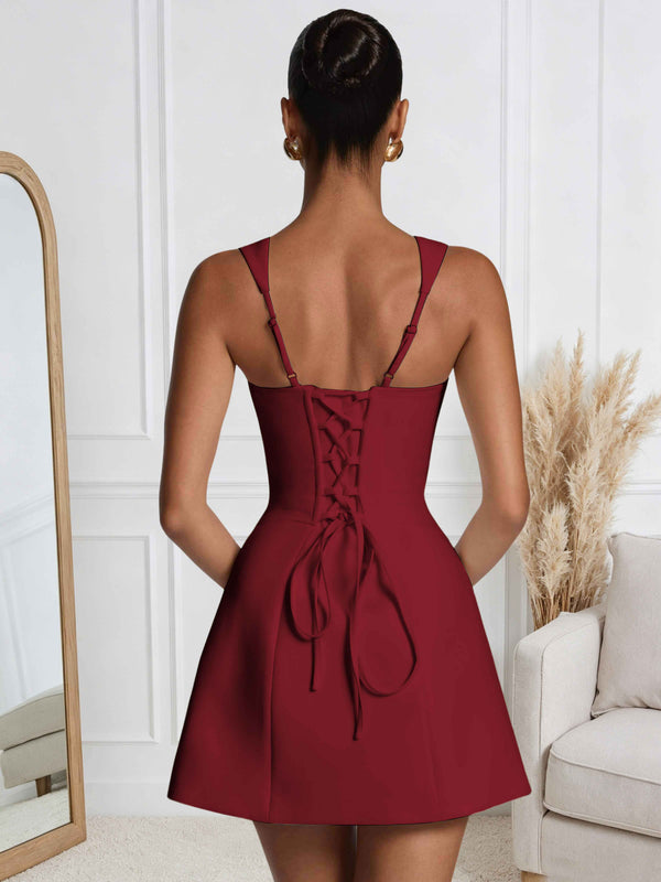 A-Line Square Neck Satin Homecoming Mini Dress