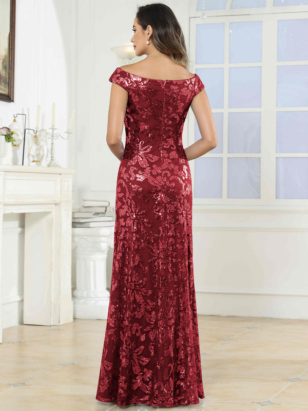 Off-The-Shoulder Mermaid Sequin Mother Of The Bride Dress Formal Gown