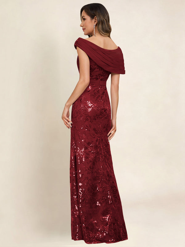 Off the Shoulder Sequin Mermaid Long Mother Of The Bride Dress Formal Gown