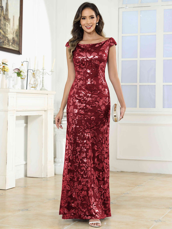 Off-The-Shoulder Mermaid Sequin Mother Of The Bride Dress Formal Gown
