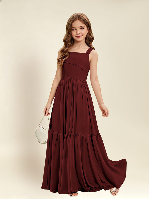 A-Line Square Neck Chiffon  Junior Bridesmaid Dress
