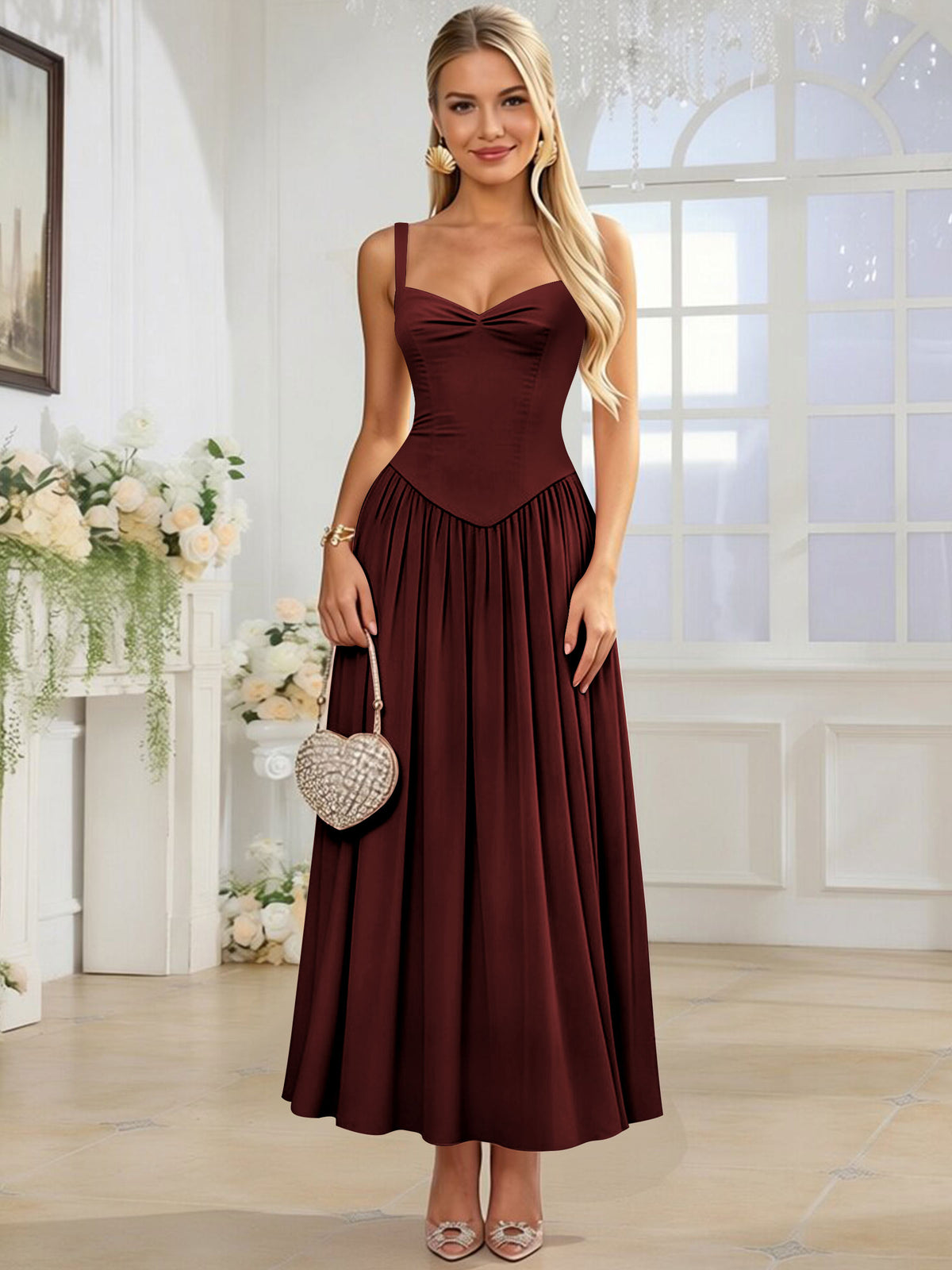 Spaghetti Strap Chiffon Ruched A Line Bridesmaid Dress
