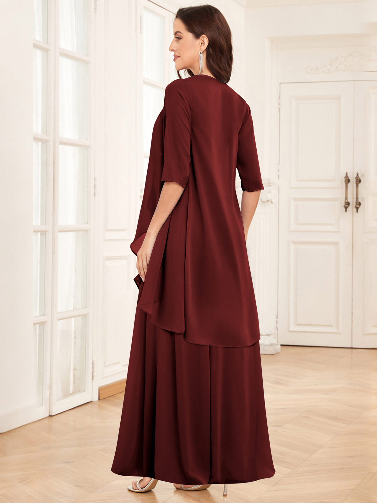 2 Pieces Chiffon A Line Mother of the Bride Dress with Jacket