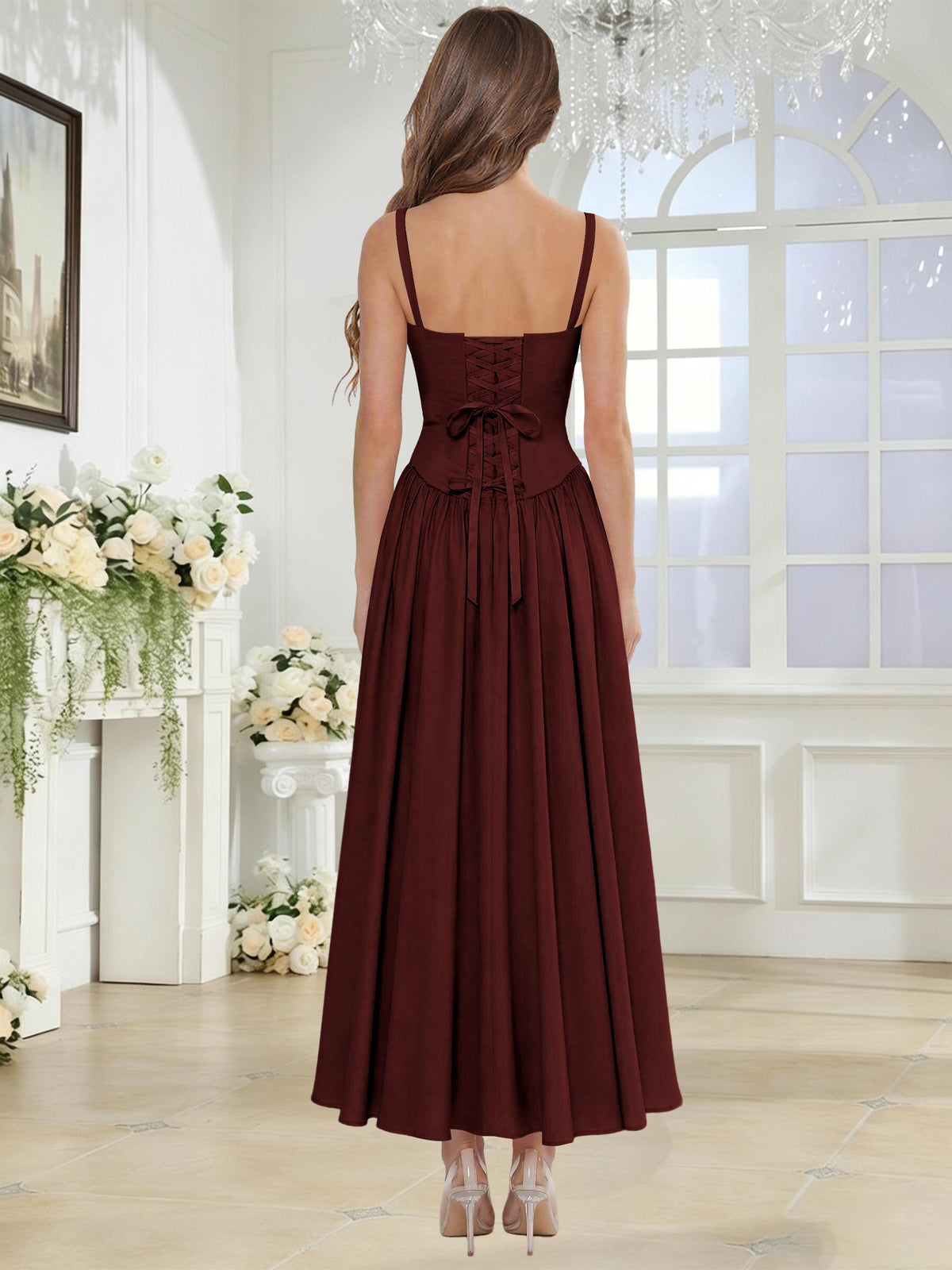 Spaghetti Strap Chiffon Ruched A Line Bridesmaid Dress