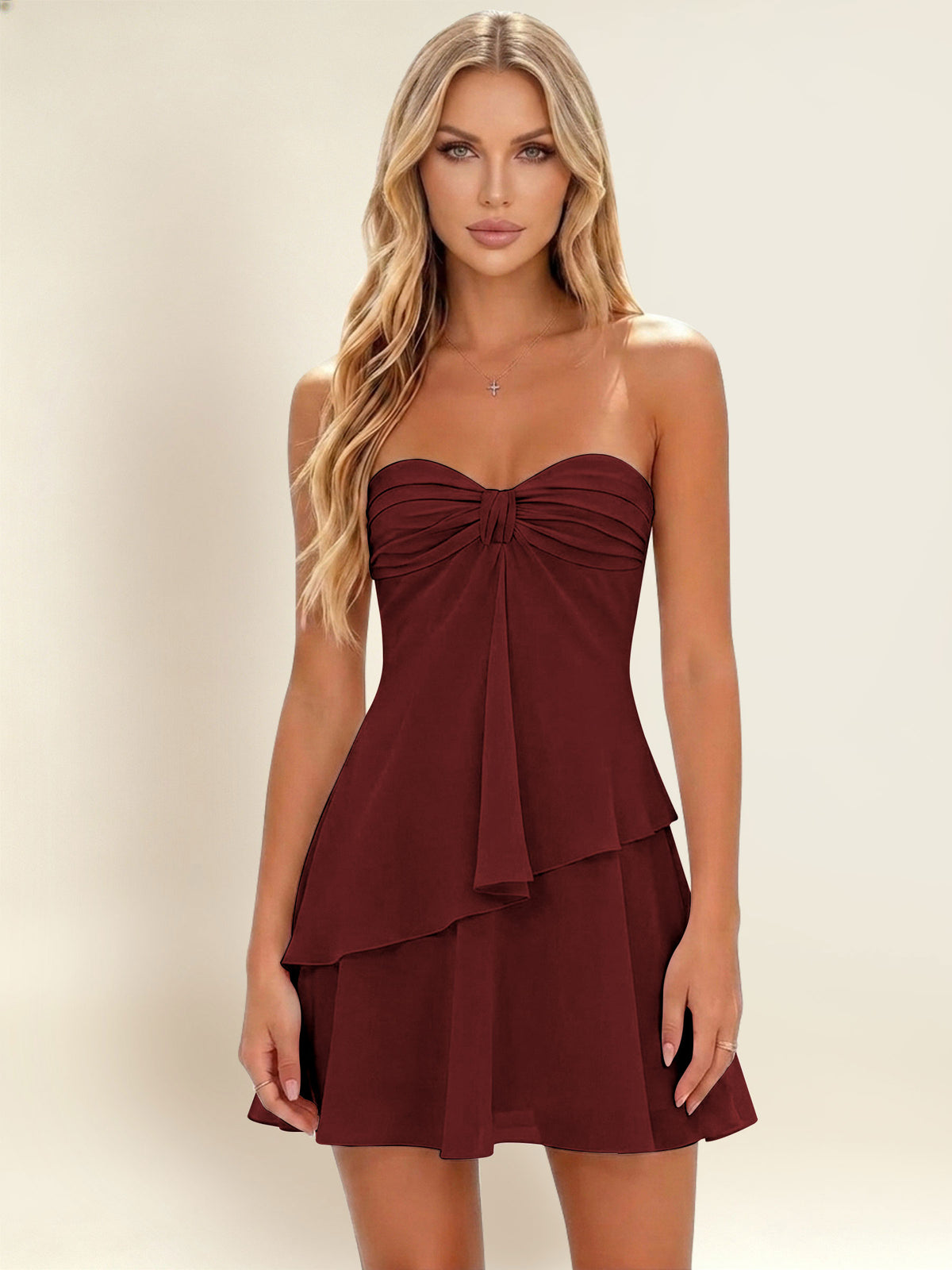 Strapless A-Line Ruffled Chiffon Homecoming Mini Dress
