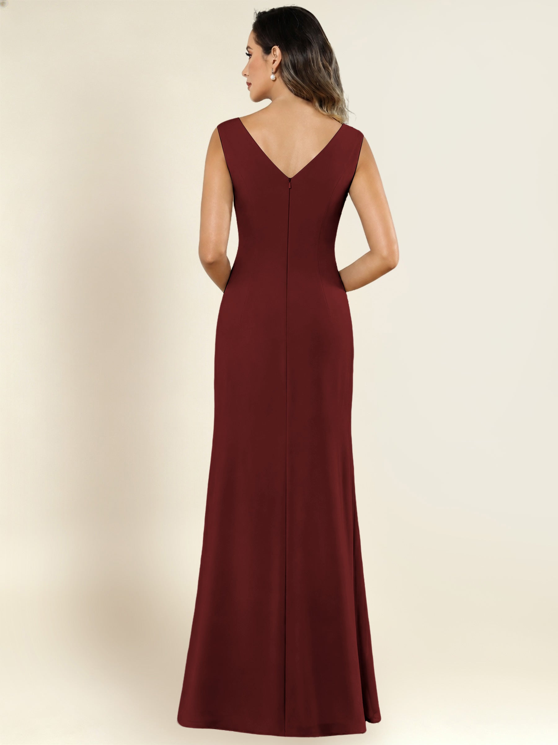 ROVDESY 2 Pieces V-Neck Sequin Chiffon Long Mother Of The Bride Dress With Long Sleeve Jacket
