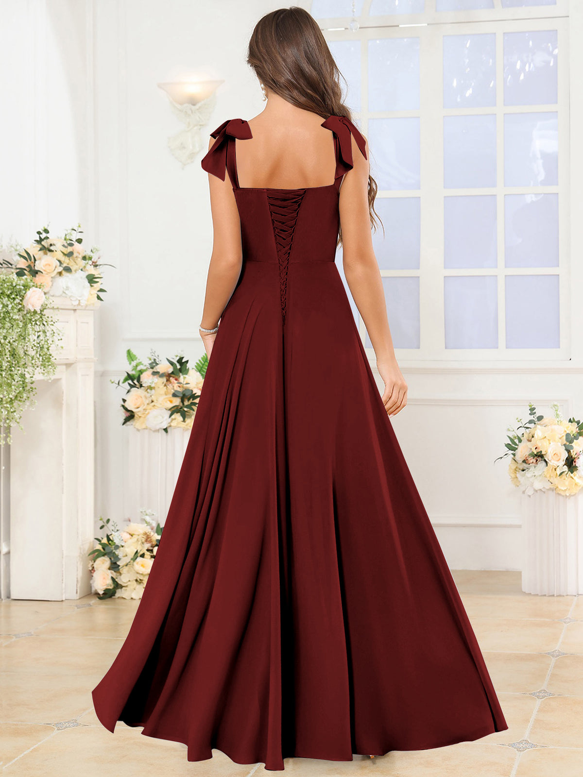 A Line Bridesmaid Dress with Slit