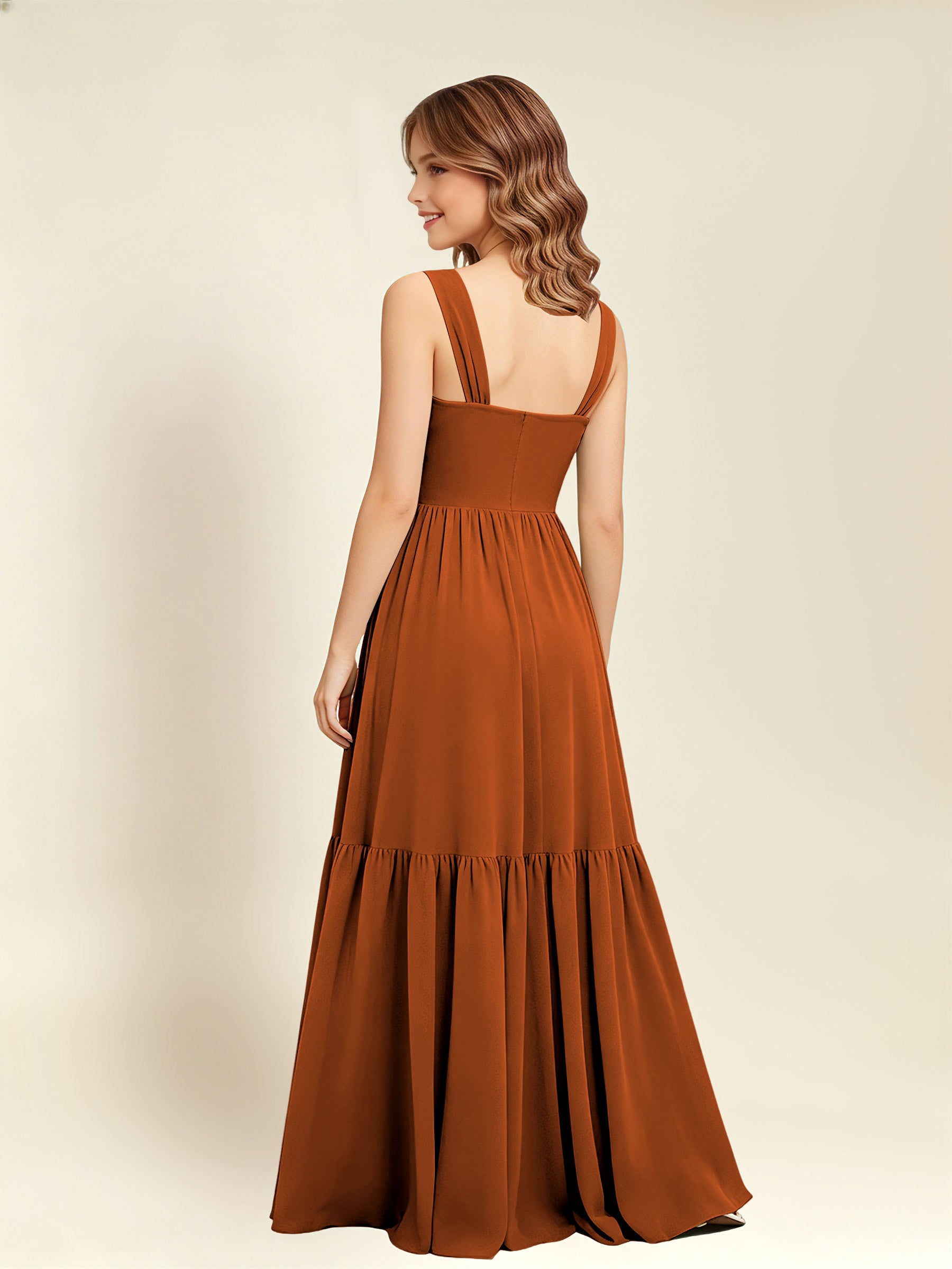 ROVDESY A-Line Square Neck Chiffon  Junior Bridesmaid Dress
