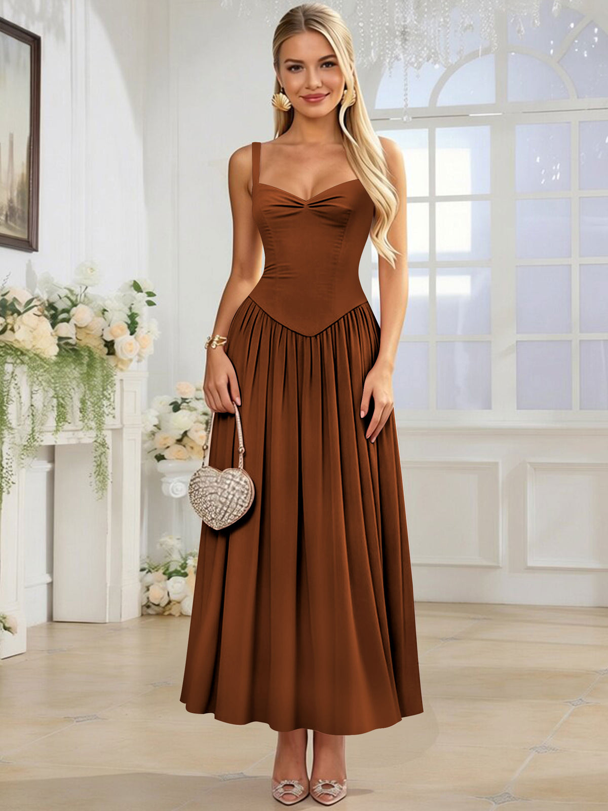 Spaghetti Strap Chiffon Ruched A Line Bridesmaid Dress