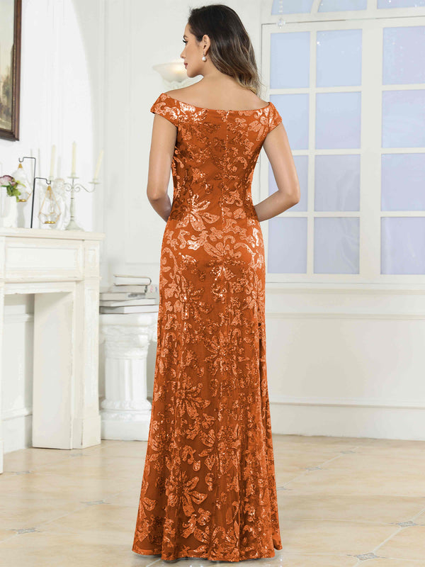 Off-The-Shoulder Mermaid Sequin Mother Of The Bride Dress Formal Gown