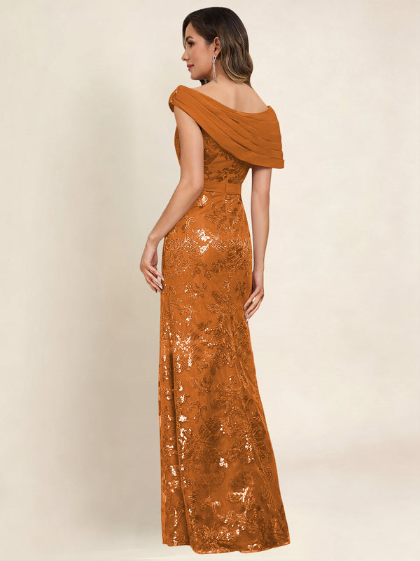 Off the Shoulder Sequin Mermaid Long Mother Of The Bride Dress Formal Gown