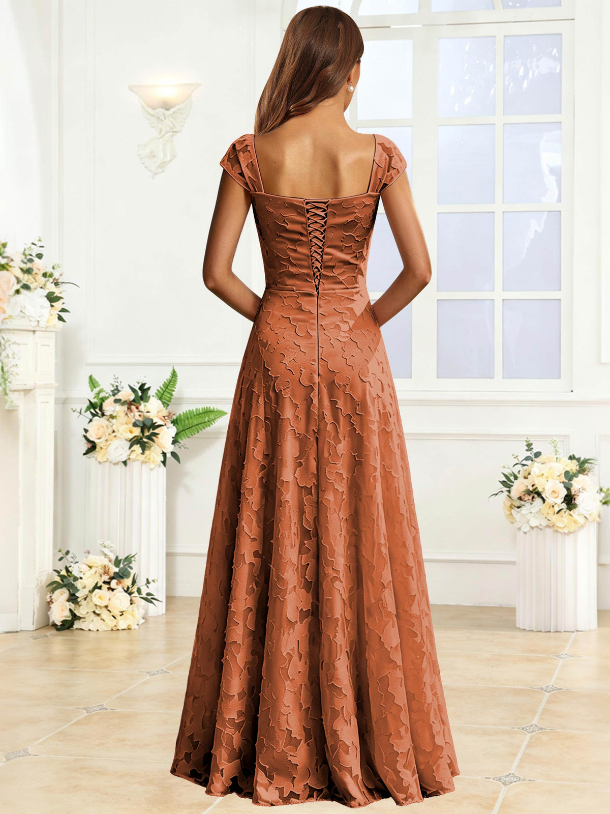 A-Line Floral Lace Bridesmaid Dress