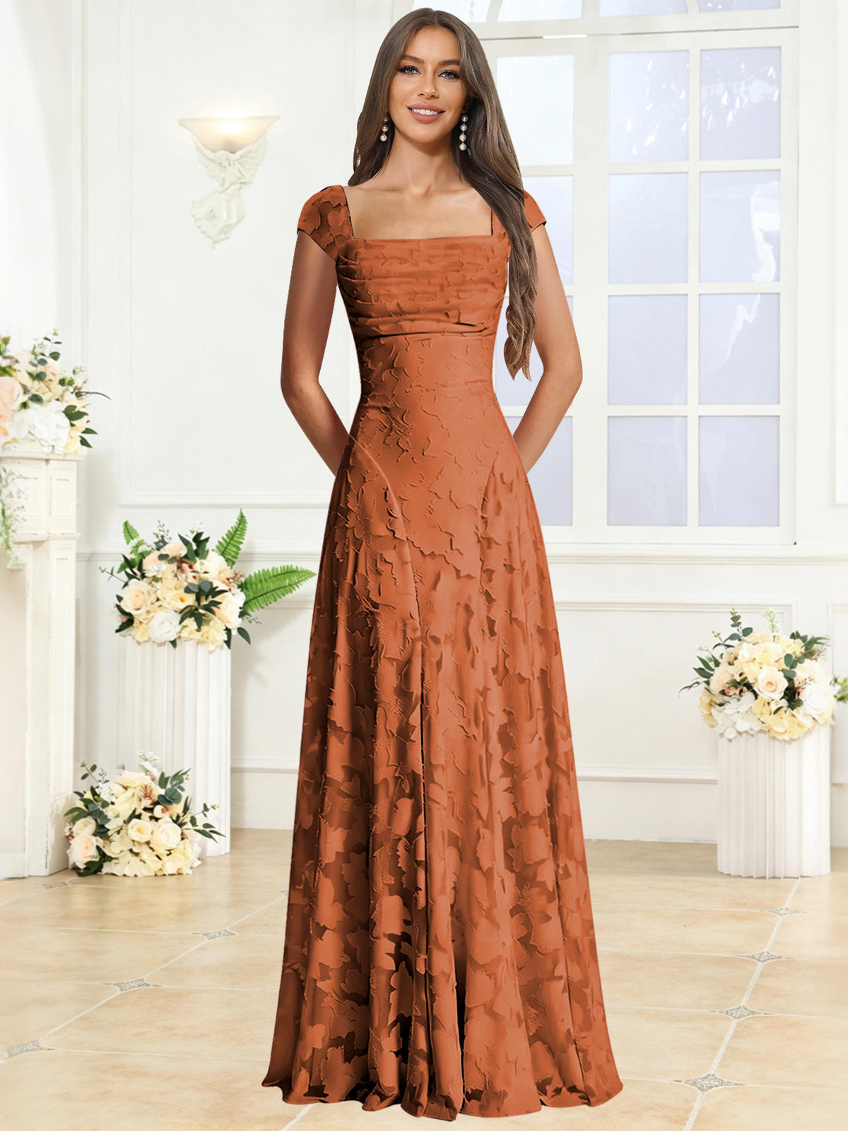 A-Line Floral Lace Bridesmaid Dress