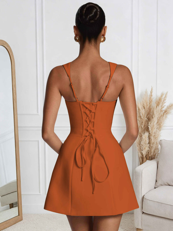 A-Line Square Neck Satin Homecoming Mini Dress