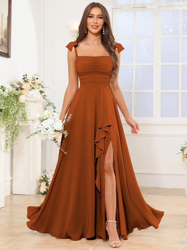 A Line Bridesmaid Dress with Slit