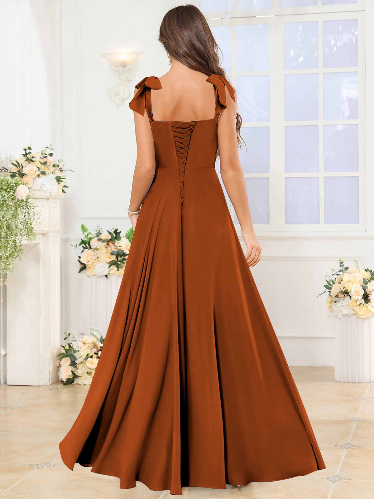 A Line Bridesmaid Dress with Slit