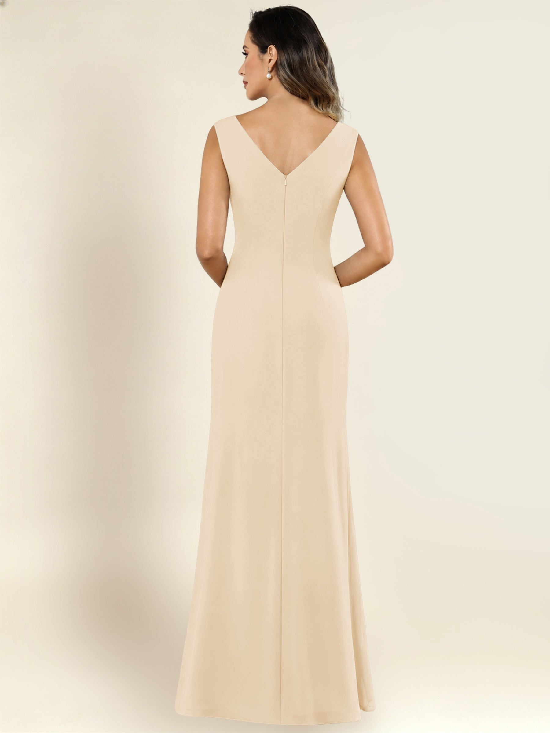 ROVDESY 2 Pieces V-Neck Sequin Chiffon Long Mother Of The Bride Dress With Long Sleeve Jacket