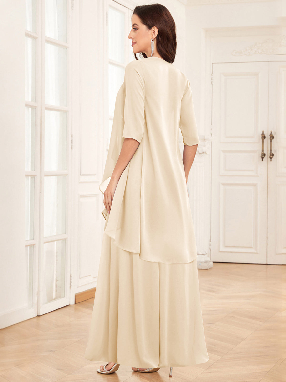 2 Pieces Chiffon A Line Mother of the Bride Dress with Jacket