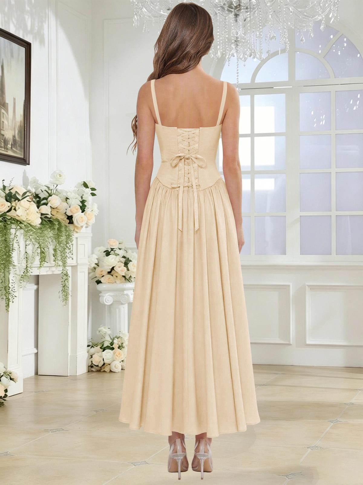 Spaghetti Strap Chiffon Ruched A Line Bridesmaid Dress