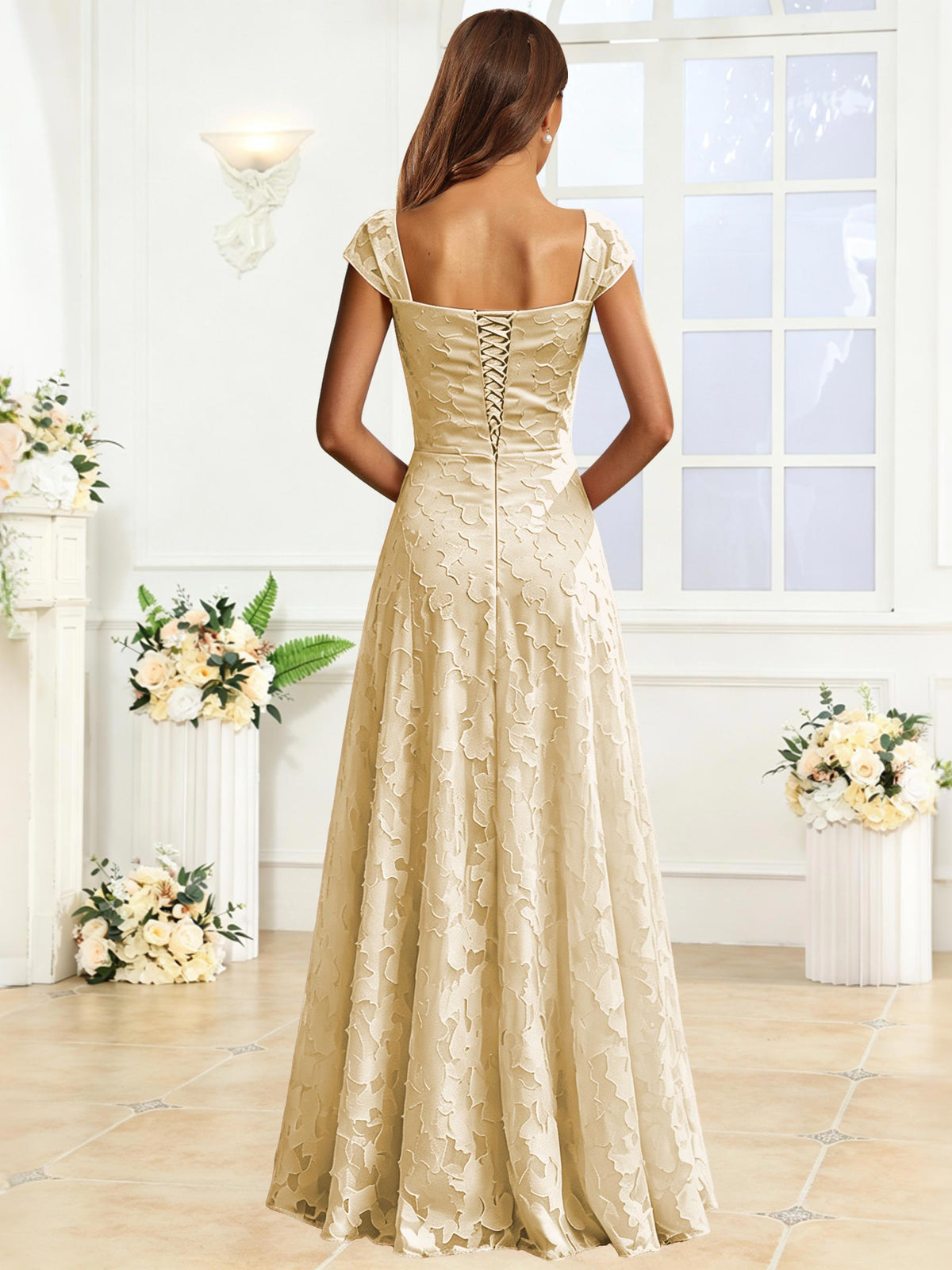 A-Line Floral Lace Bridesmaid Dress