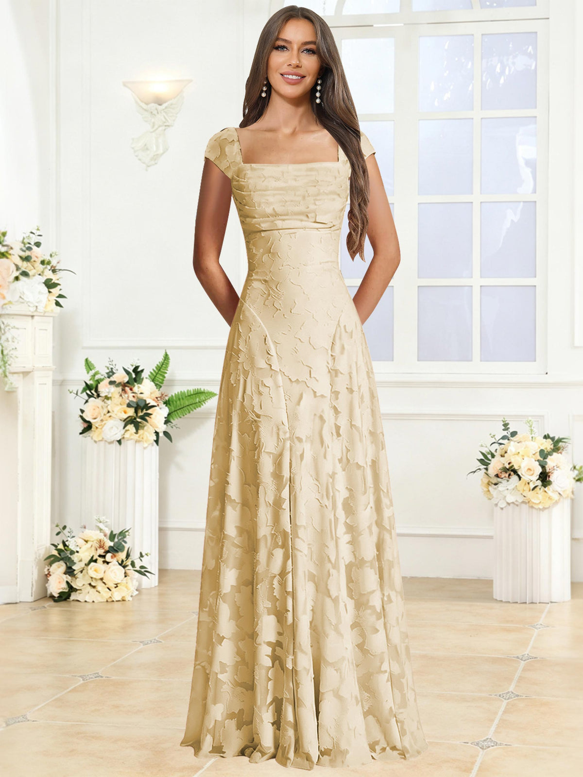 A-Line Floral Lace Bridesmaid Dress
