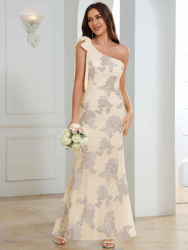 One-Shoulder Mermaid Floral Bridesmaid/Prom Dress