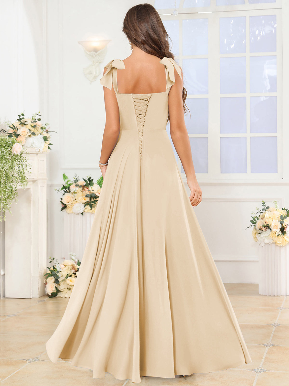 A Line Bridesmaid Dress with Slit