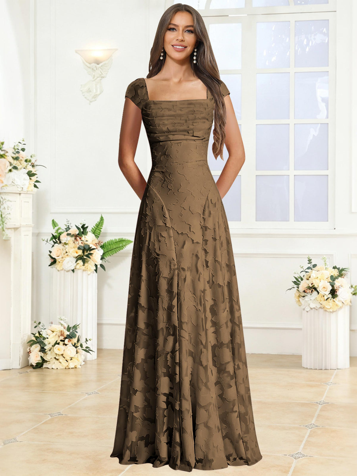 A-Line Floral Lace Bridesmaid Dress