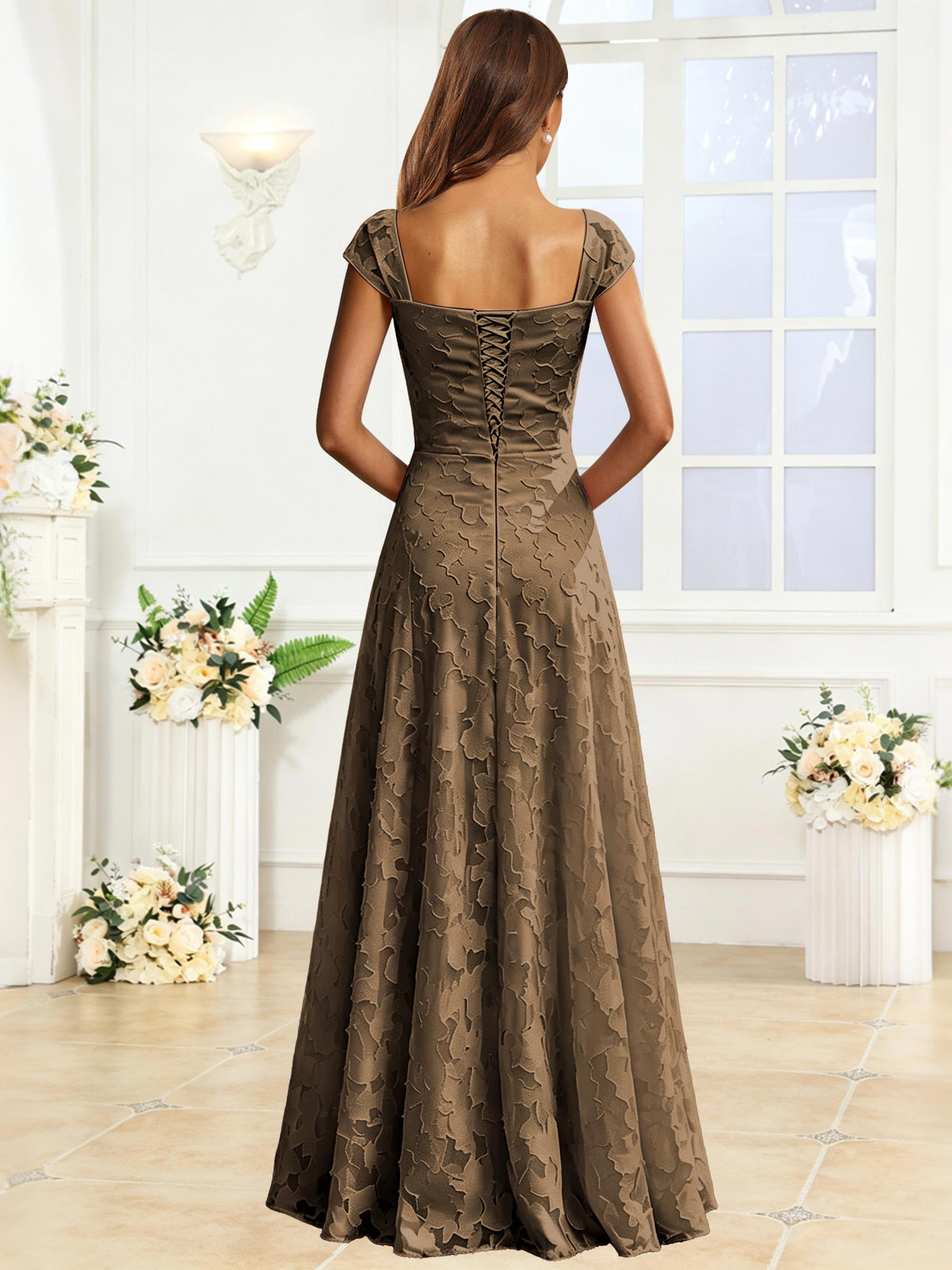A-Line Floral Lace Bridesmaid Dress