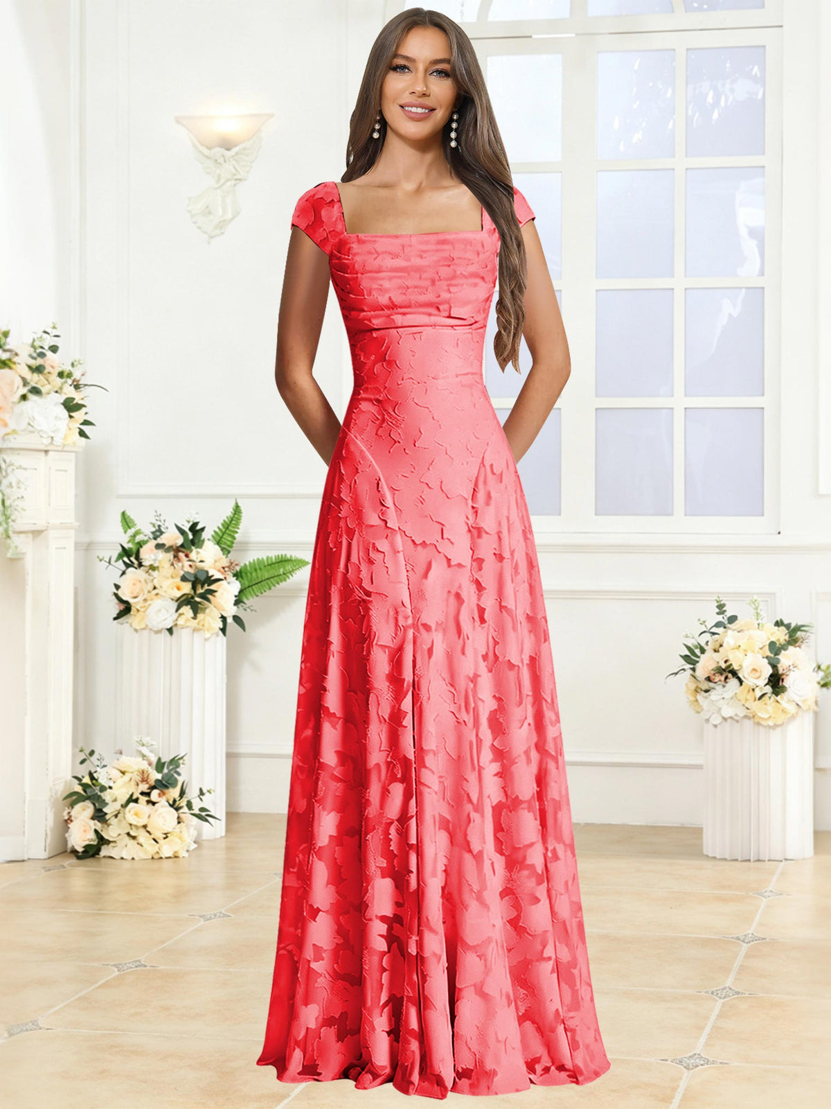 A-Line Floral Lace Bridesmaid Dress