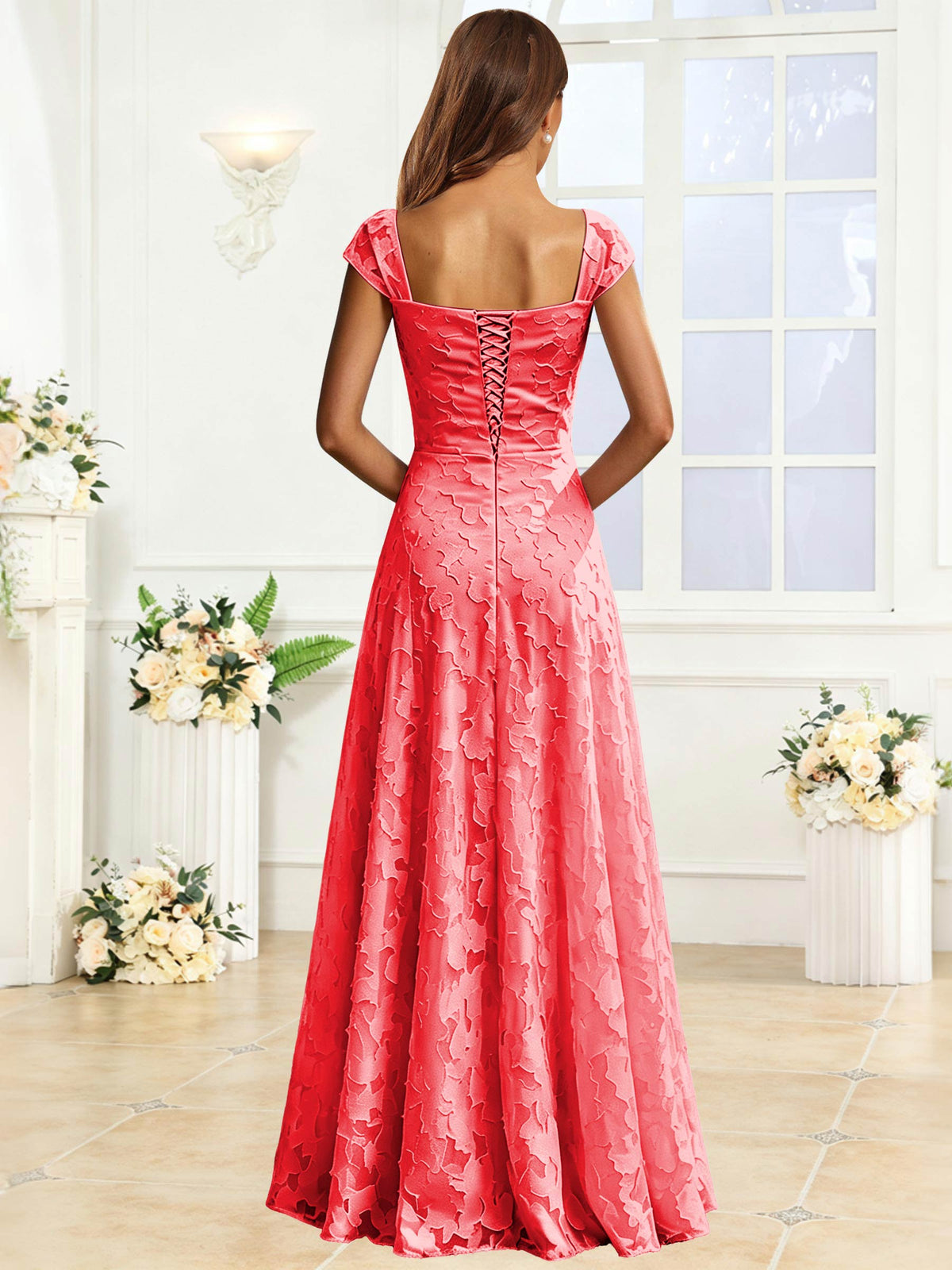 A-Line Floral Lace Bridesmaid Dress