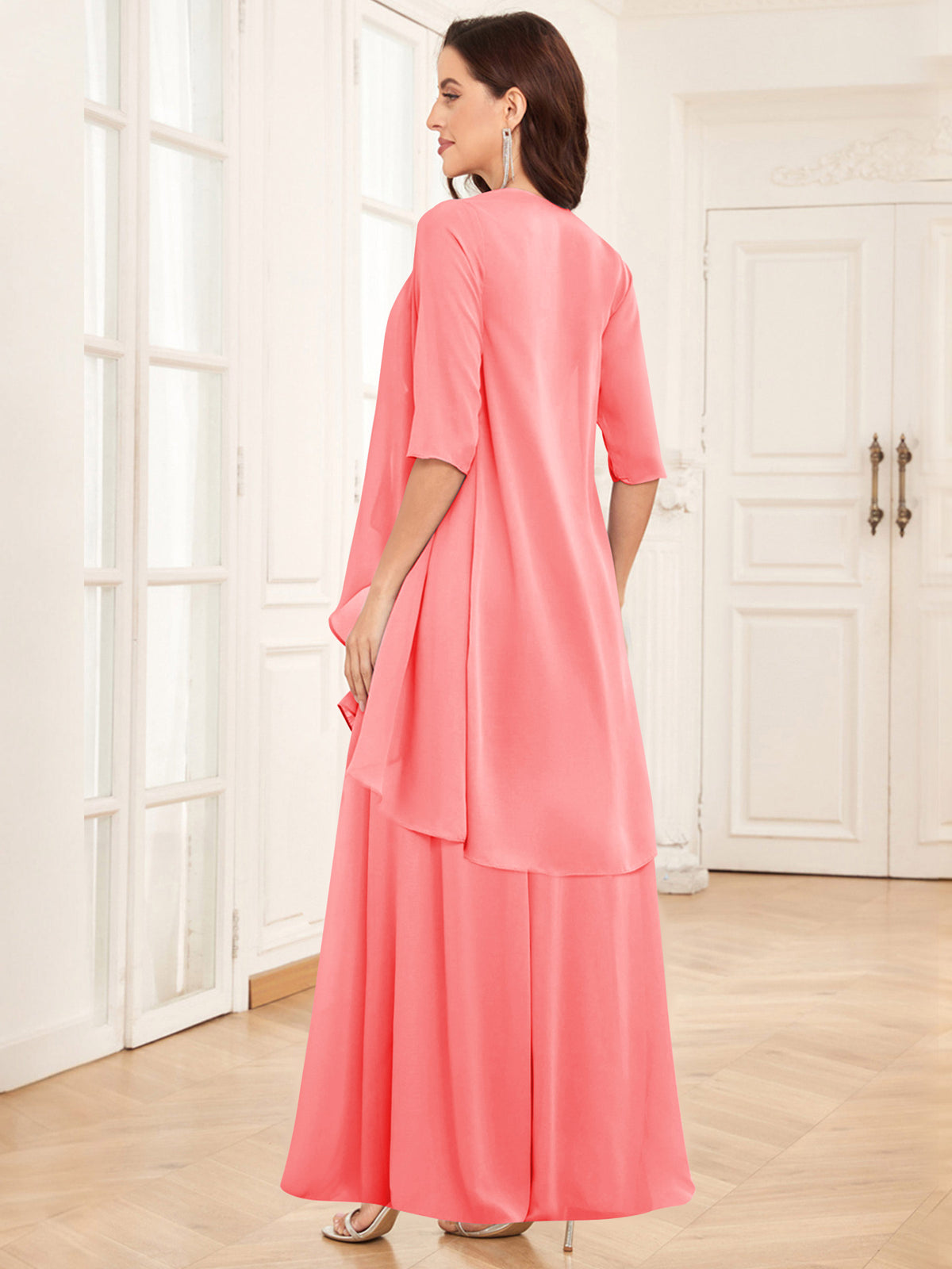 2 Pieces Chiffon A Line Mother of the Bride Dress with Jacket