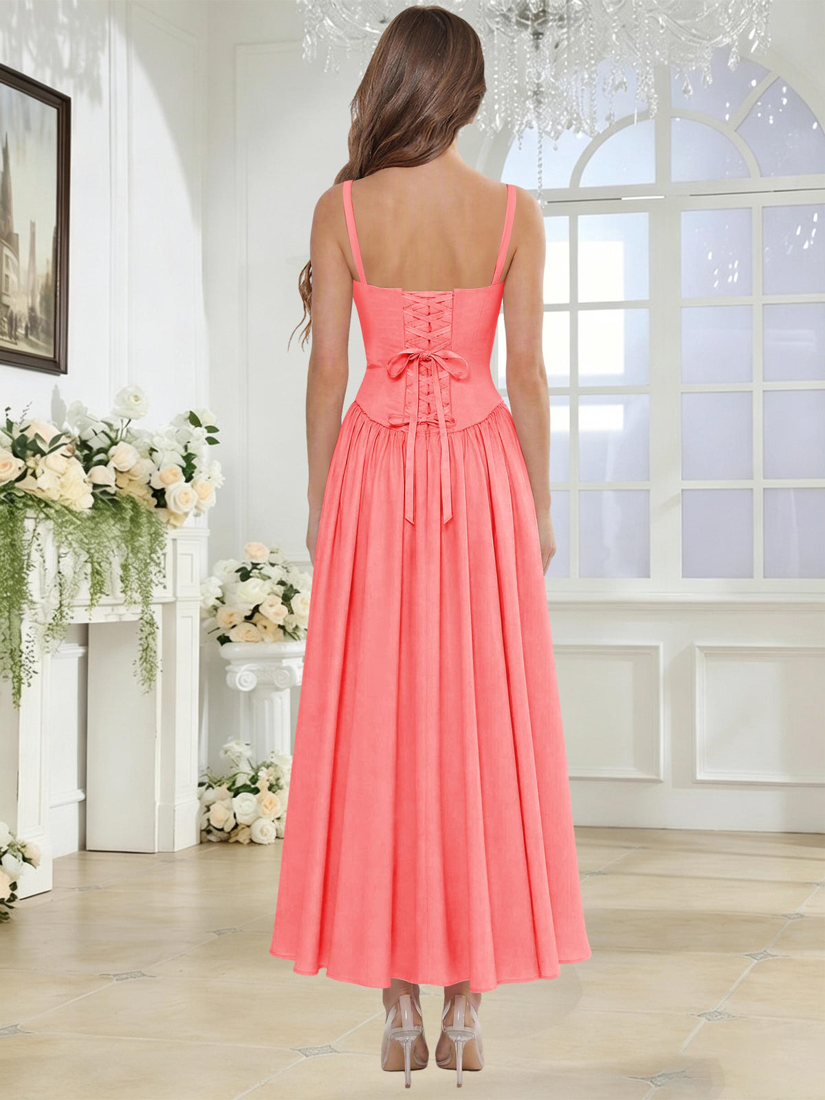 Spaghetti Strap Chiffon Ruched A Line Bridesmaid Dress
