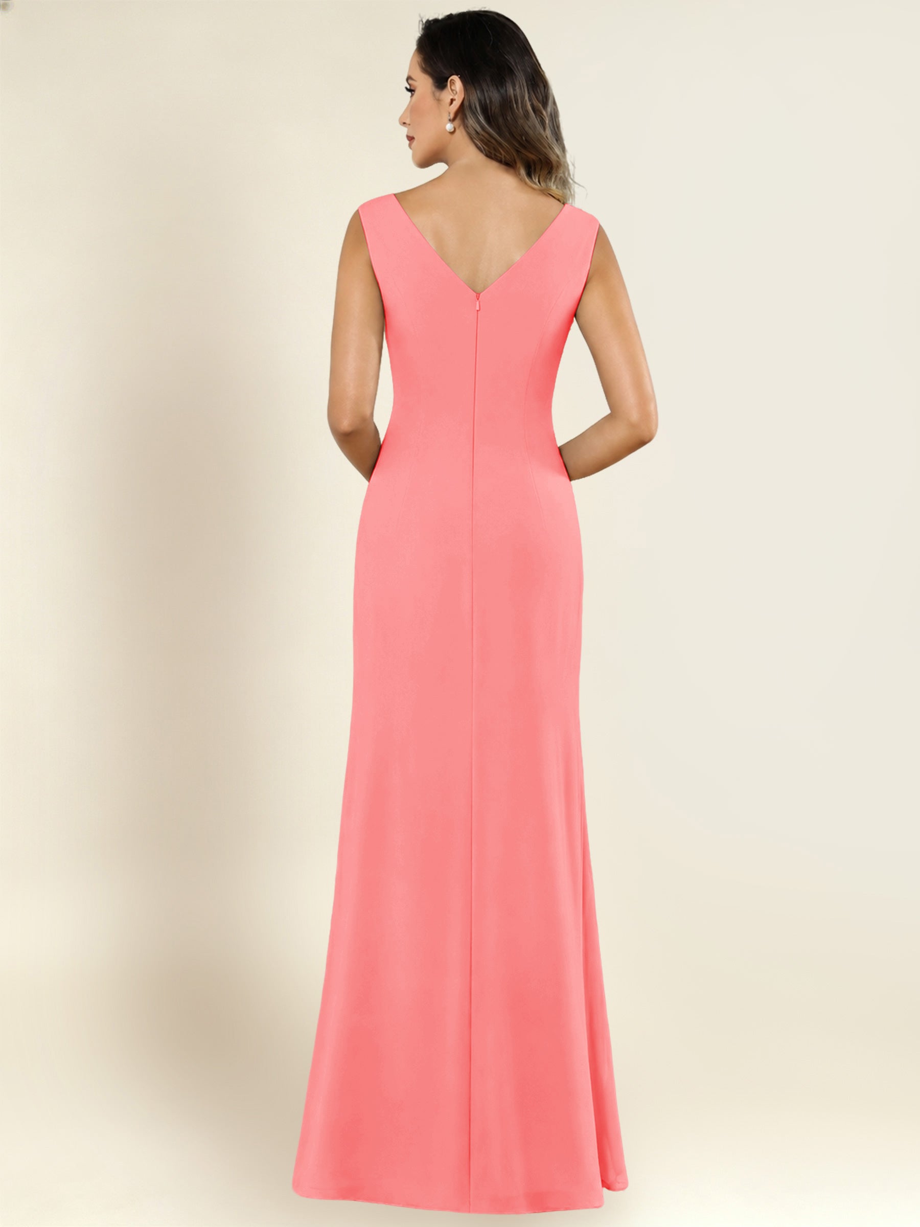 ROVDESY 2 Pieces V-Neck Sequin Chiffon Long Mother Of The Bride Dress With Long Sleeve Jacket