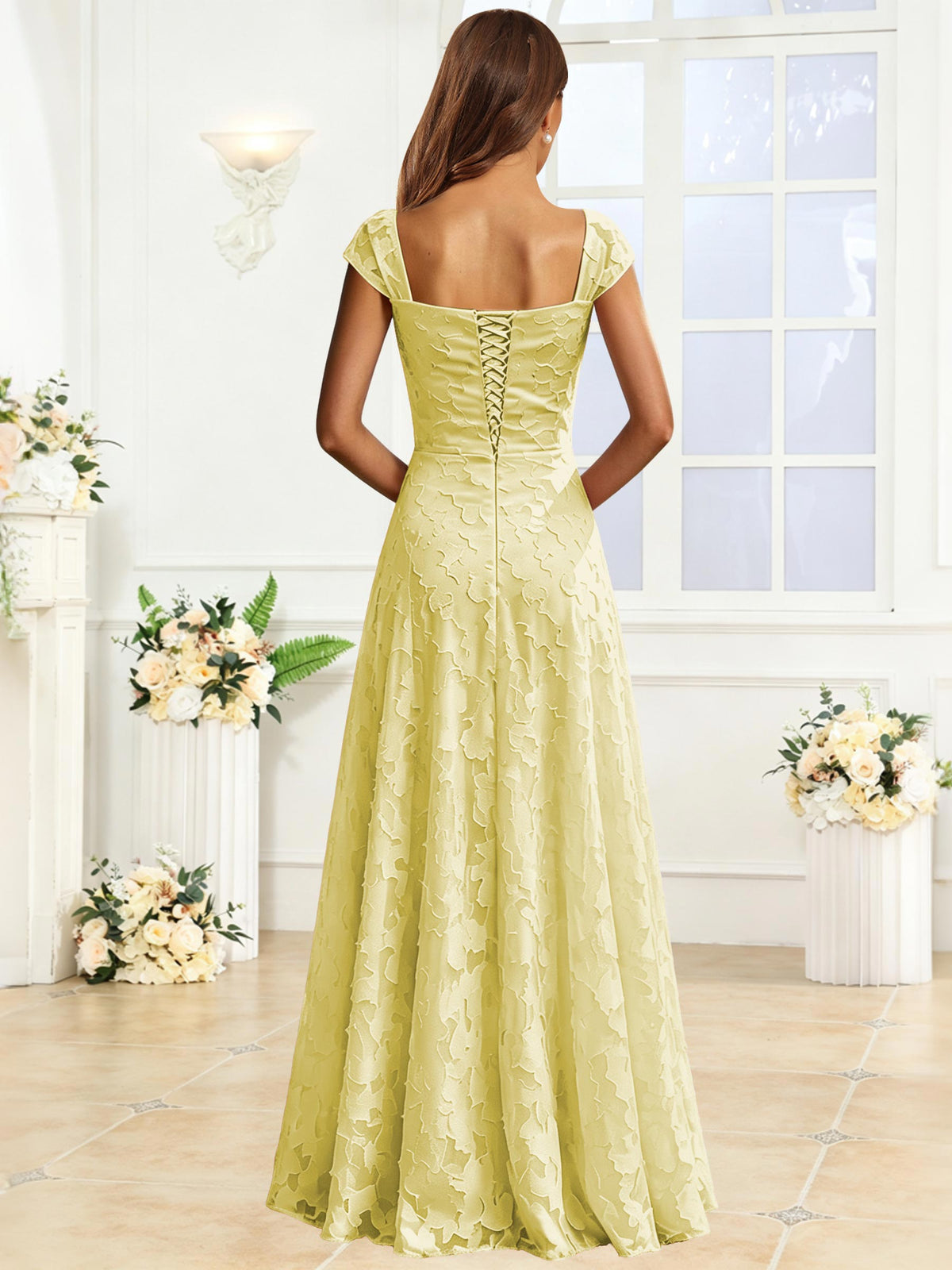 A-Line Floral Lace Bridesmaid Dress