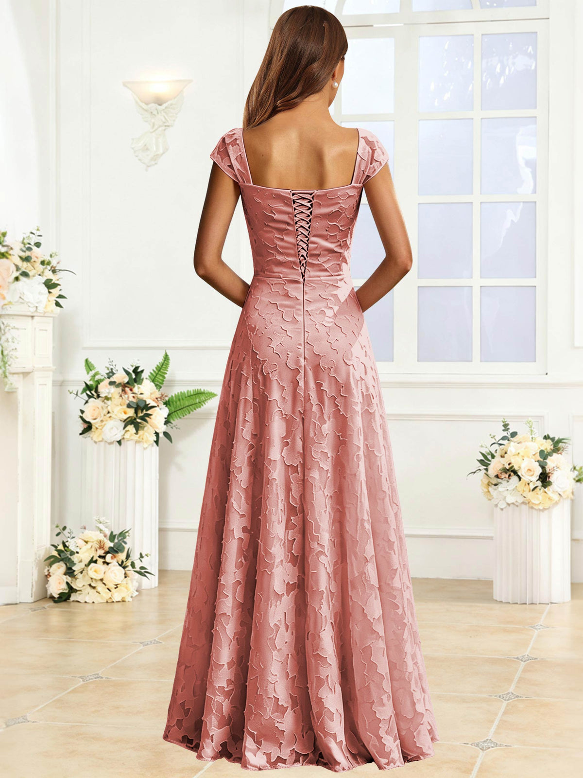 A-Line Floral Lace Bridesmaid Dress