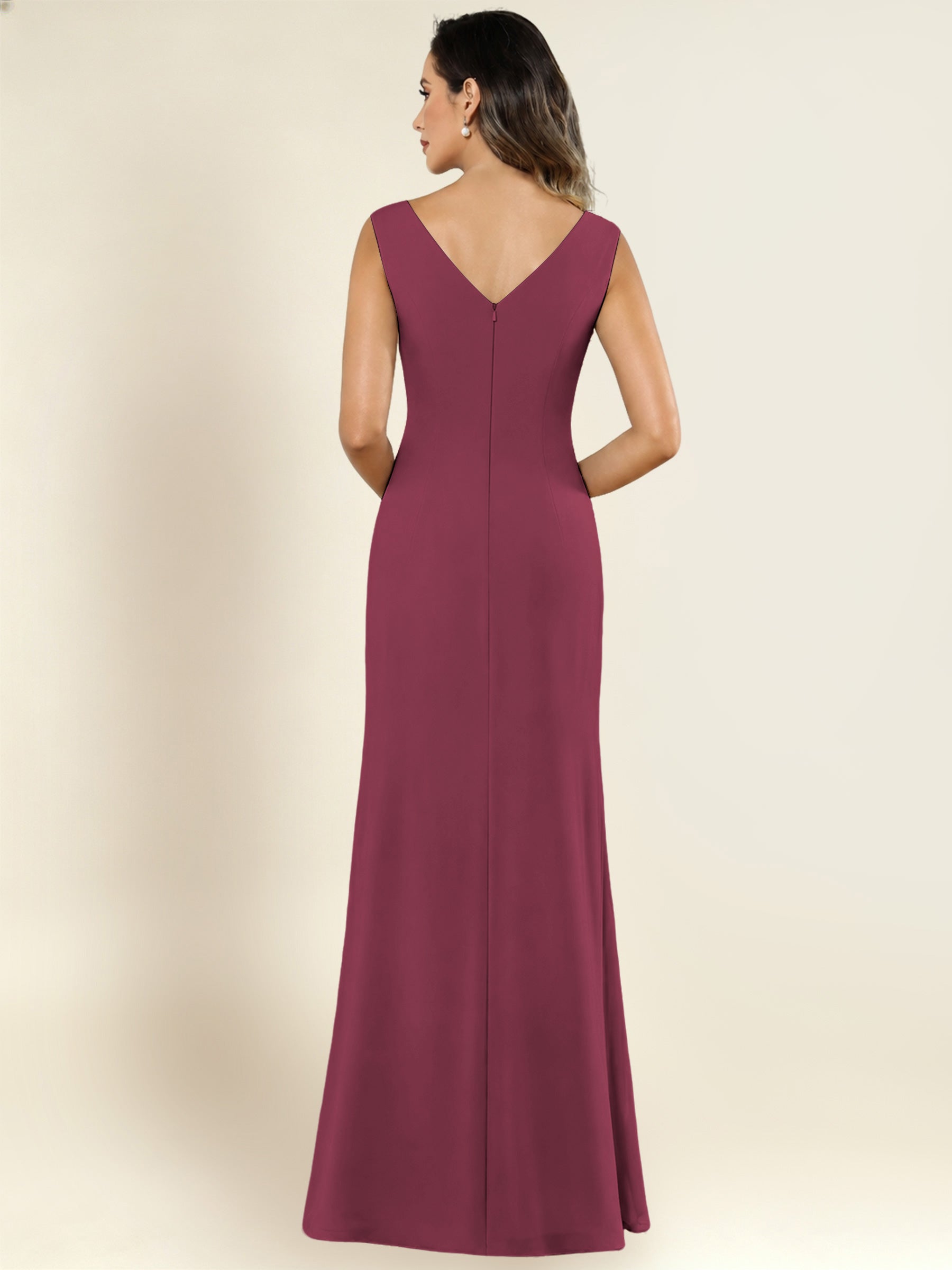 ROVDESY 2 Pieces V-Neck Sequin Chiffon Long Mother Of The Bride Dress With Long Sleeve Jacket