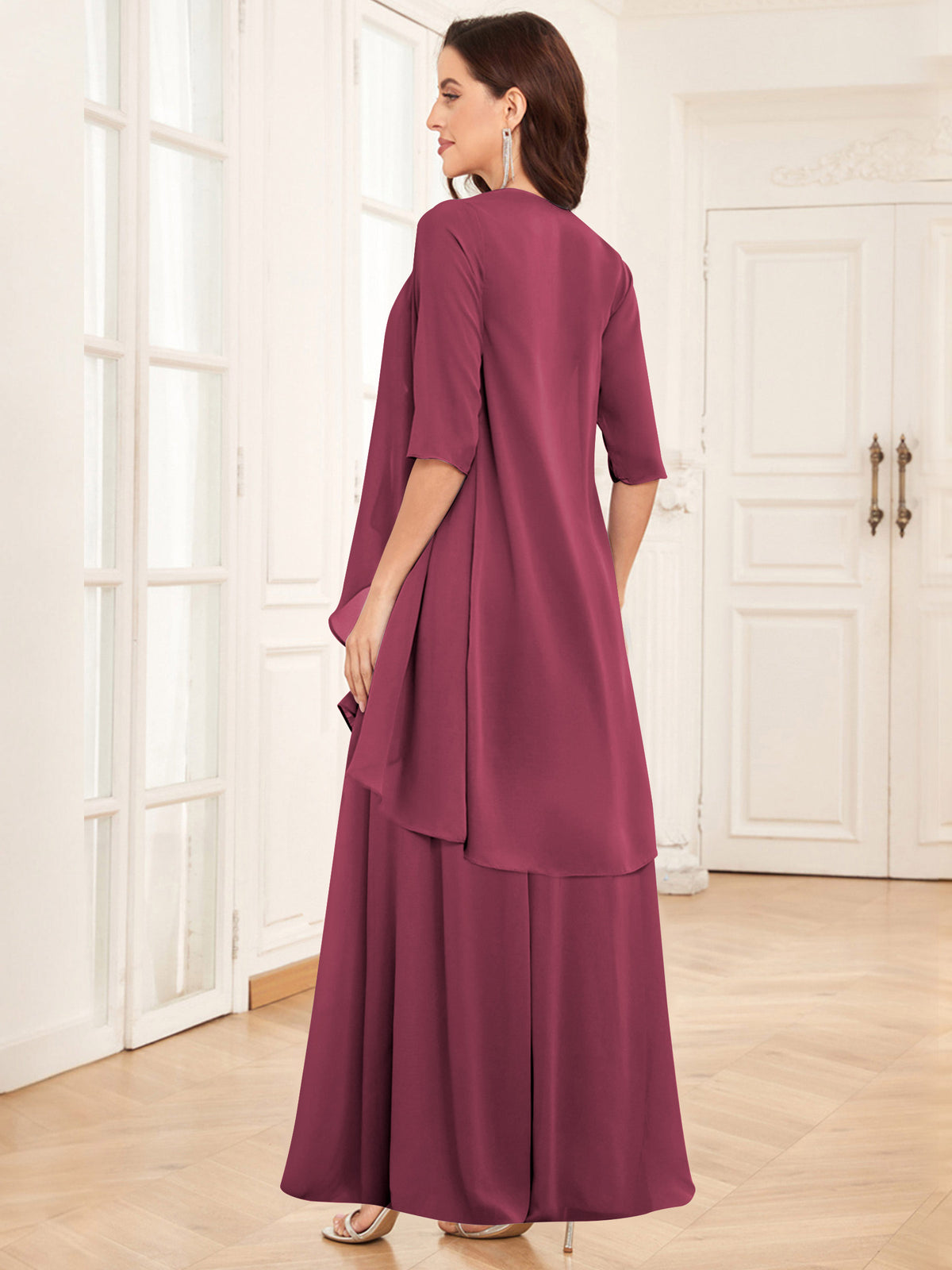 2 Pieces Chiffon A Line Mother of the Bride Dress with Jacket