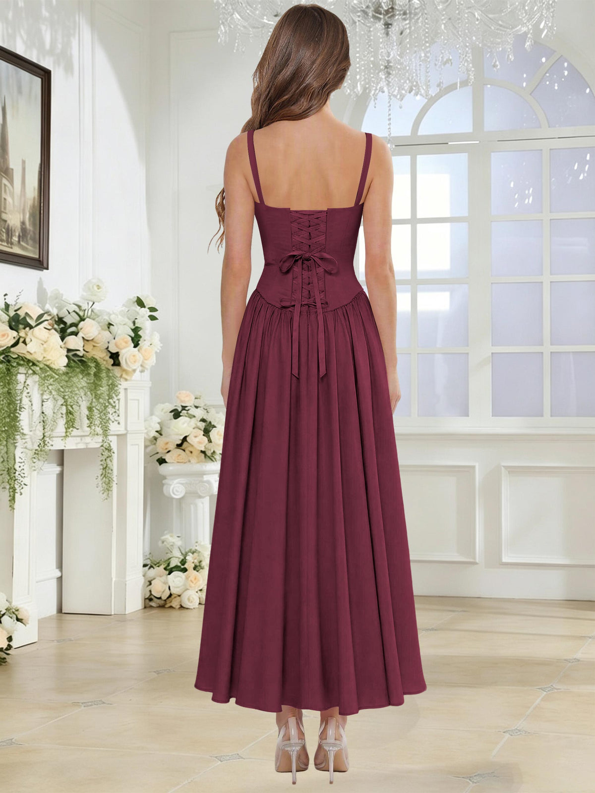 Spaghetti Strap Chiffon Ruched A Line Bridesmaid Dress