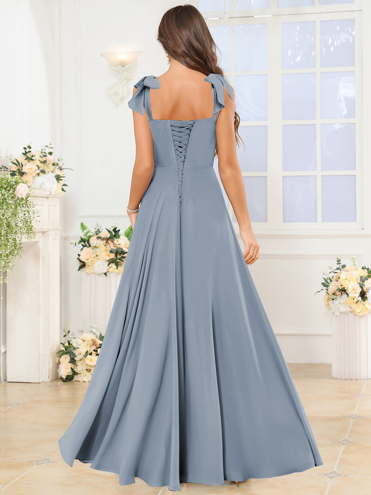 A Line Bridesmaid Dress with Slit