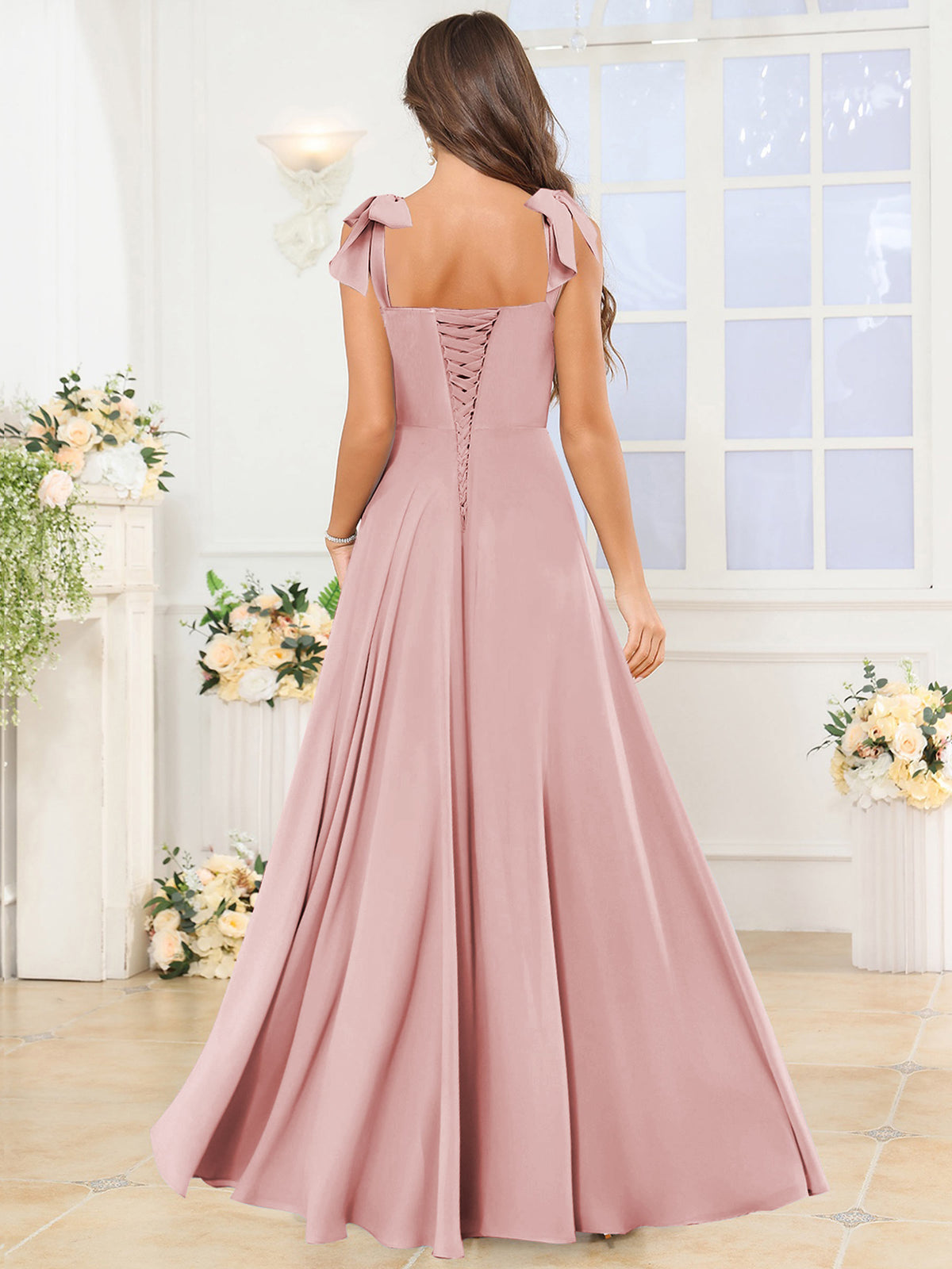 A Line Bridesmaid Dress with Slit