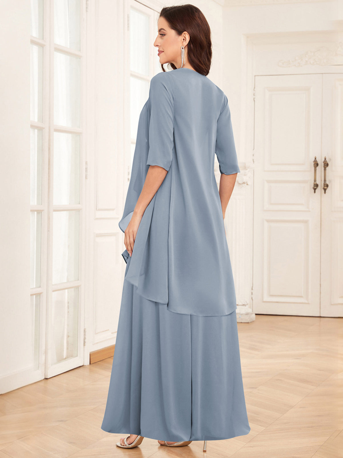 2 Pieces Chiffon A Line Mother of the Bride Dress with Jacket