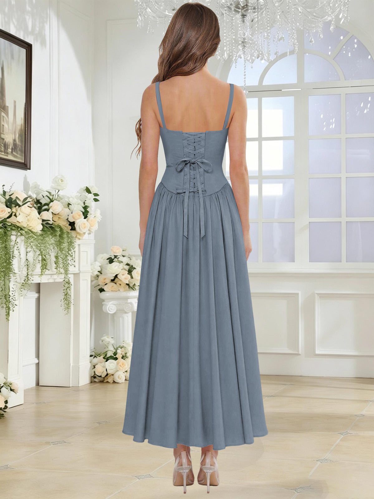 Spaghetti Strap Chiffon Ruched A Line Bridesmaid Dress