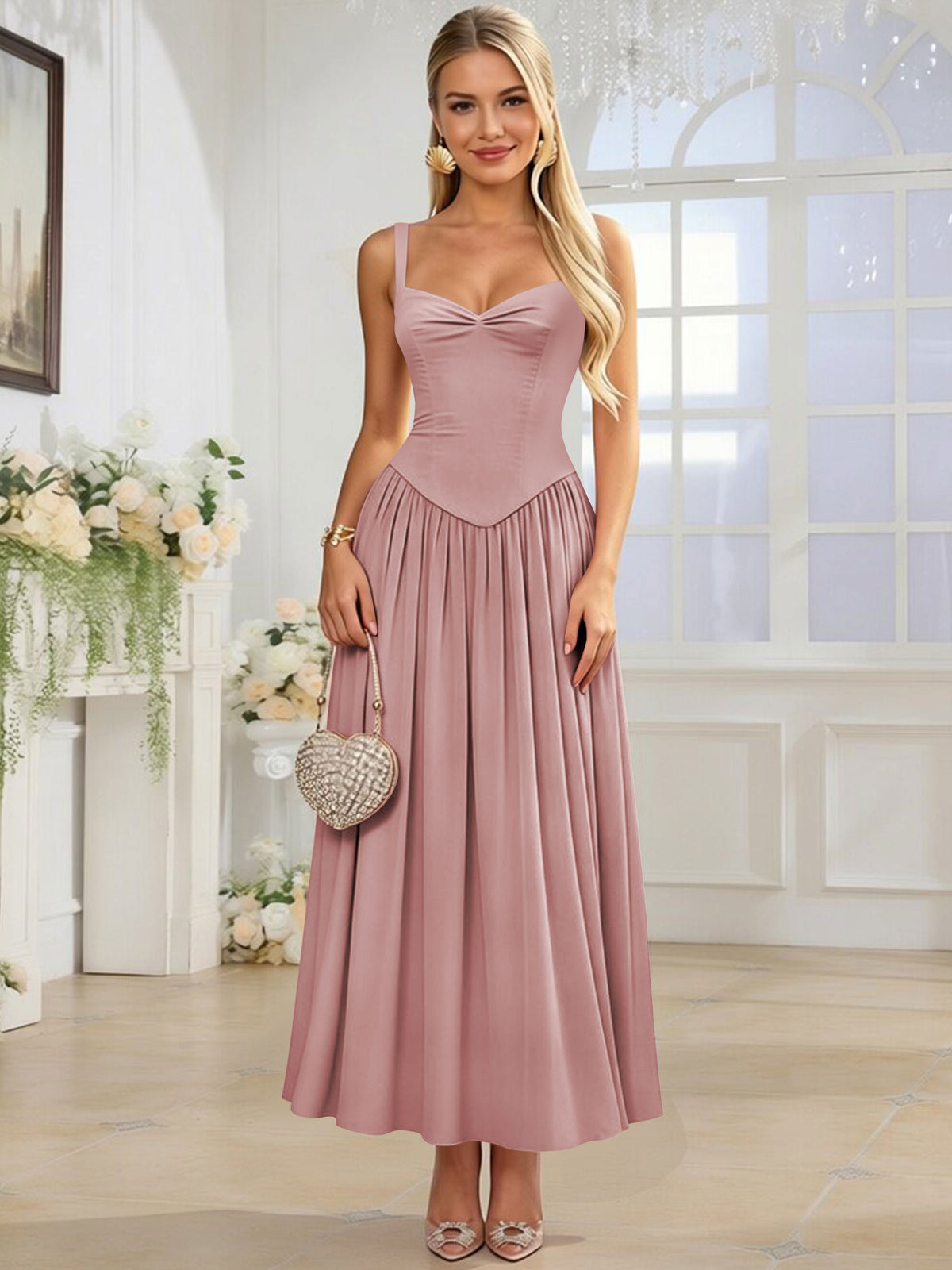 Spaghetti Strap Chiffon Ruched A Line Bridesmaid Dress