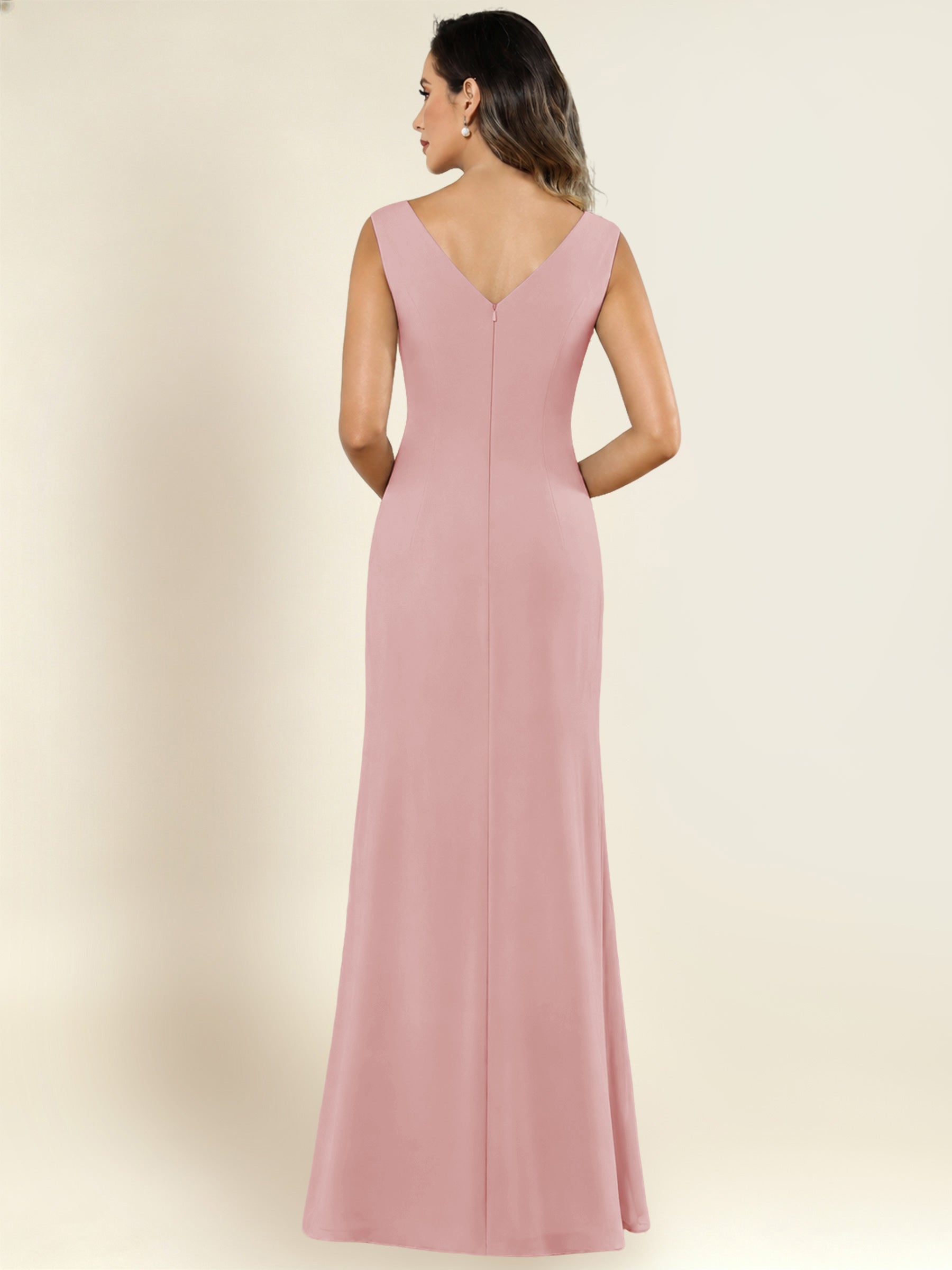 ROVDESY 2 Pieces V-Neck Sequin Chiffon Long Mother Of The Bride Dress With Long Sleeve Jacket