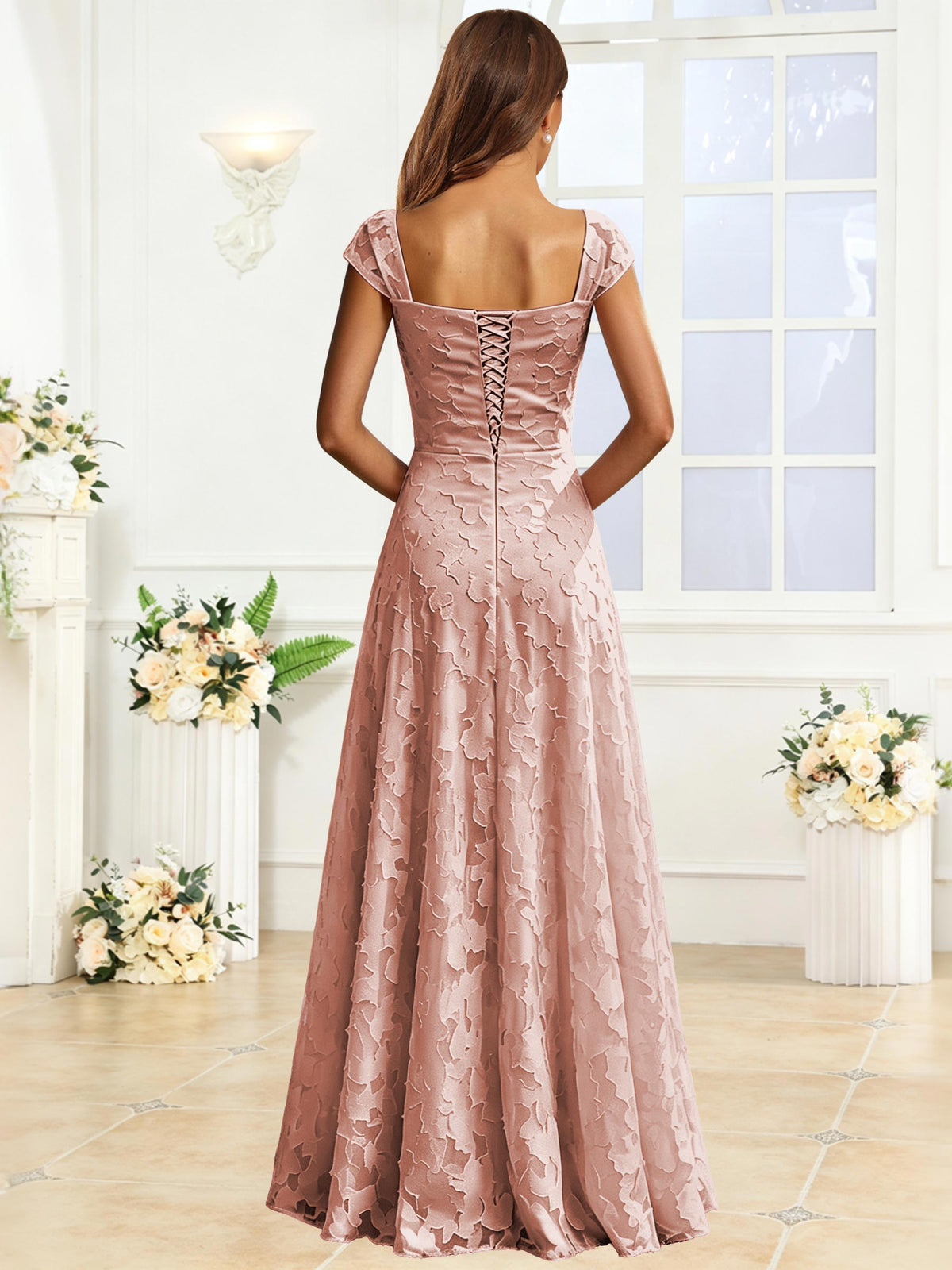 A-Line Floral Lace Bridesmaid Dress