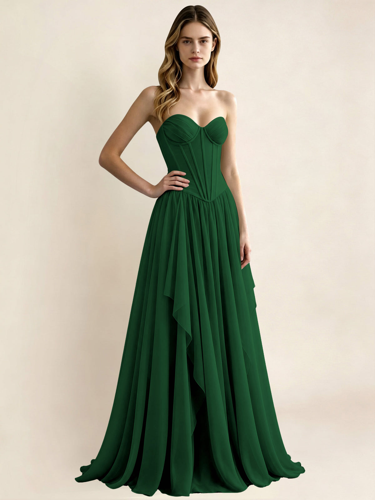 Sweetheart Chiffon Pleated A Line Bridesmaid Formal Dress