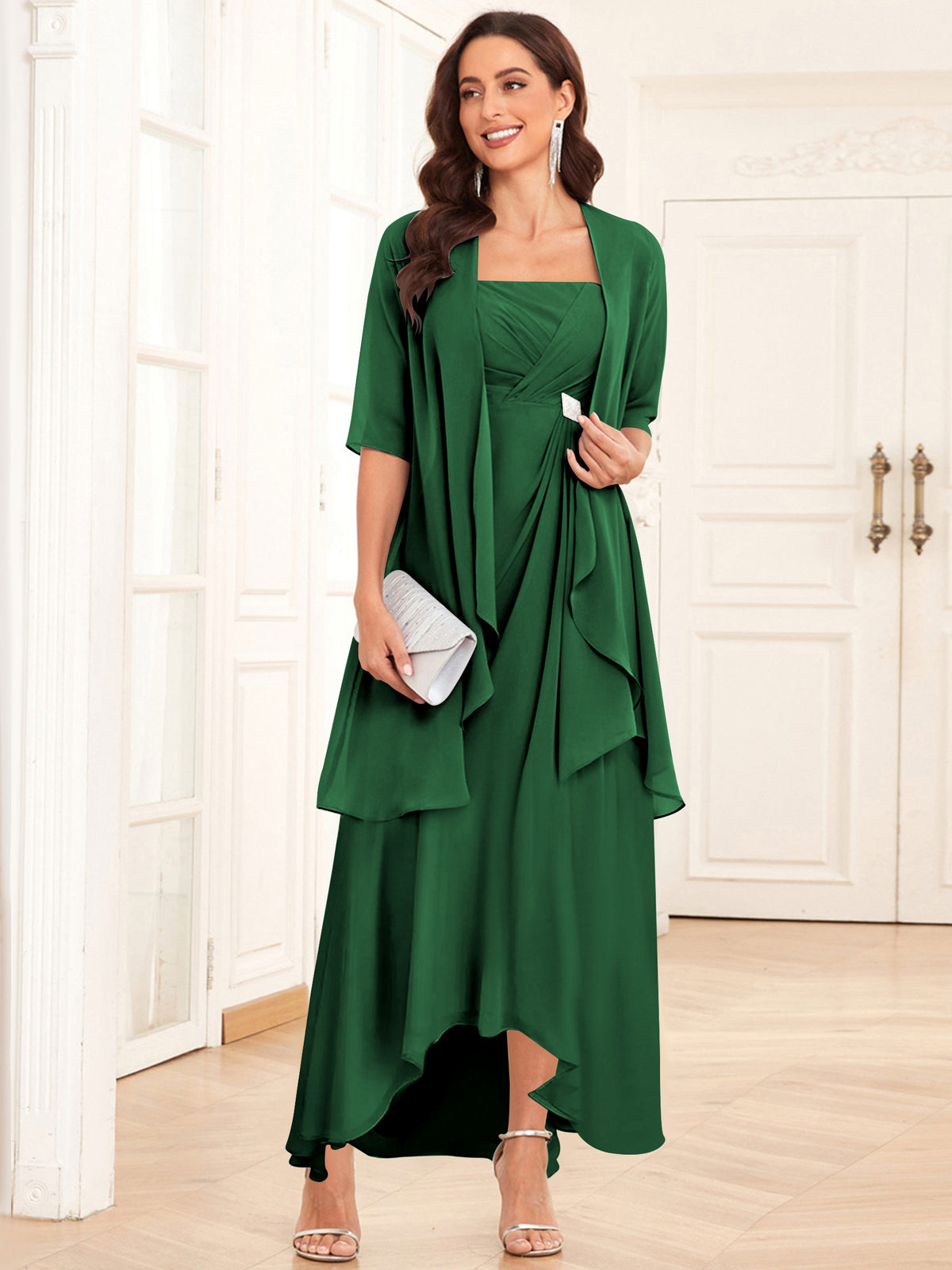 2 Pieces Chiffon A Line Mother of the Bride Dress with Jacket