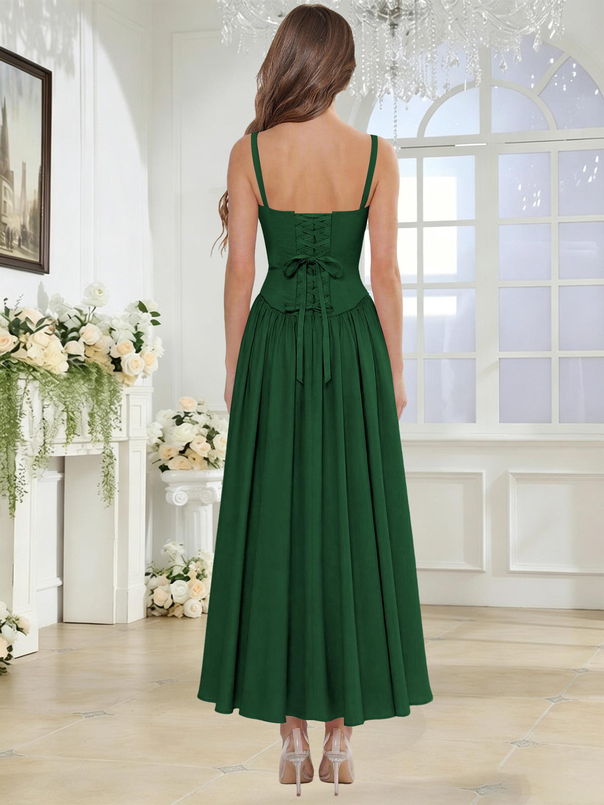 Spaghetti Strap Chiffon Ruched A Line Bridesmaid Dress
